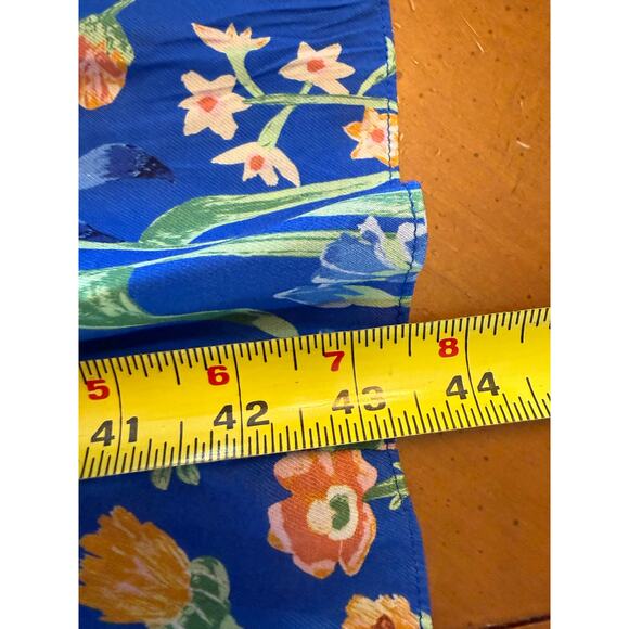 J. McLaughlin Lille Silk Tiered Midi Dress Madeira Flora Blue Size Large NWOT - Picture 10 of 10